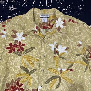 Columbia Floral Hawaiian Button Down Shirt Mens Large Summer Vacation Island